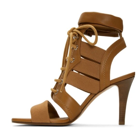 Chloe Brown Lace-Up Heeled Sandals - 39.5 - Picture 3 of 9